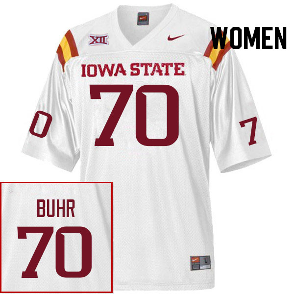 Women #70 Trevor Buhr Iowa State Cyclones College Football Jerseys Stitched Sale-White